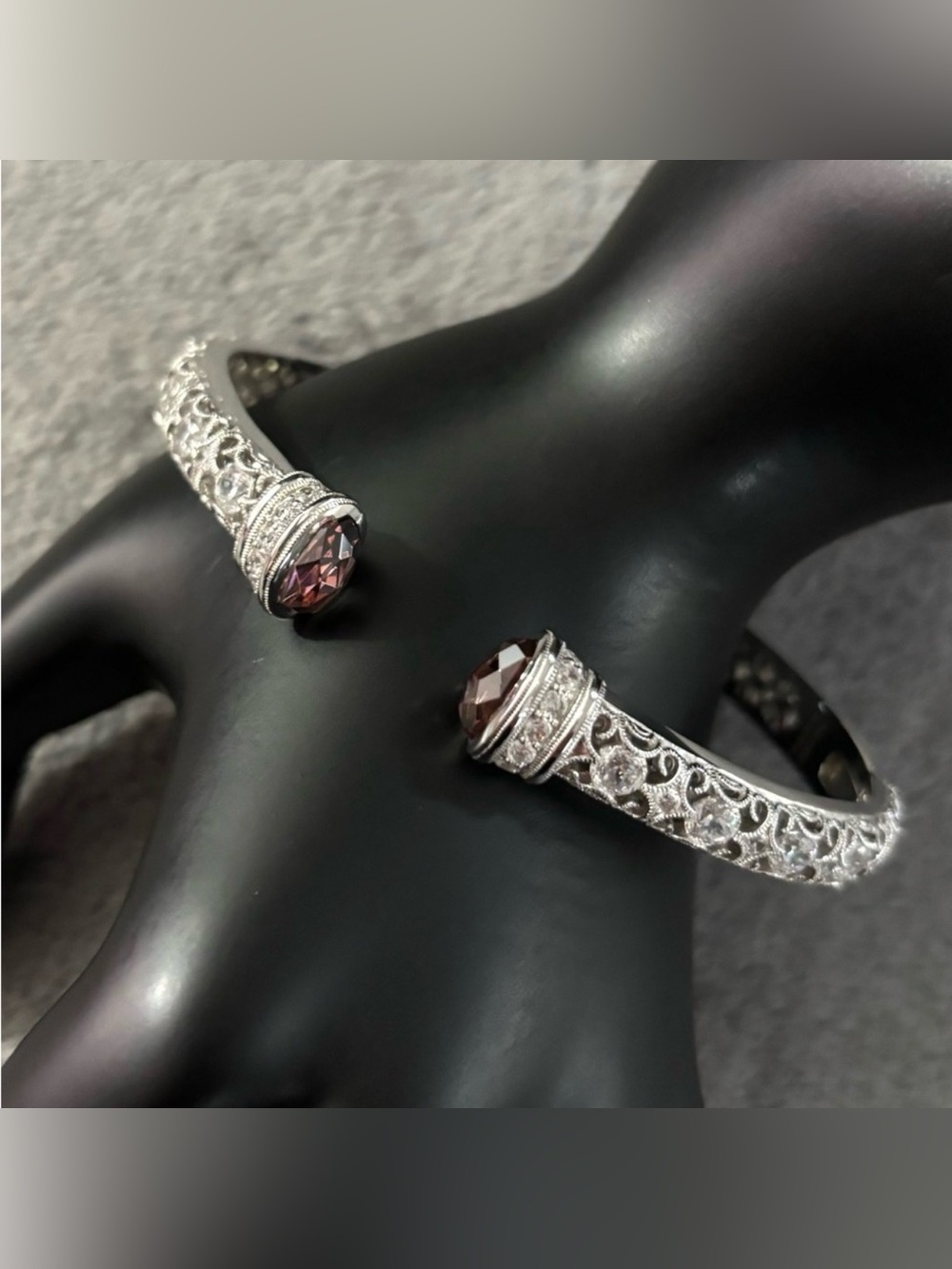 Tacori IV Diamonique Pink Epiphany Platinum Clad Sterling Silver Cuff Bracelet